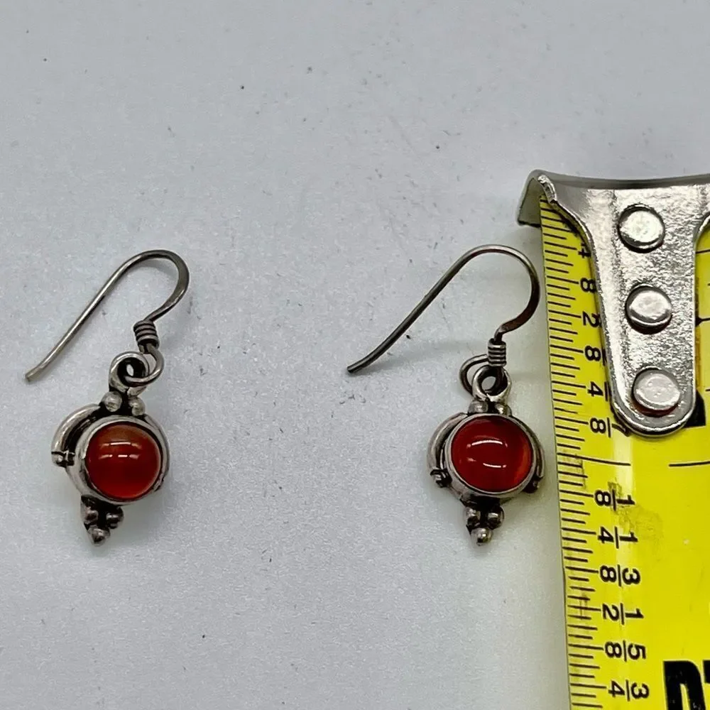Red Spiny Oyster Silver Dangle Earrings French Hooks - Picture 2 of 3
